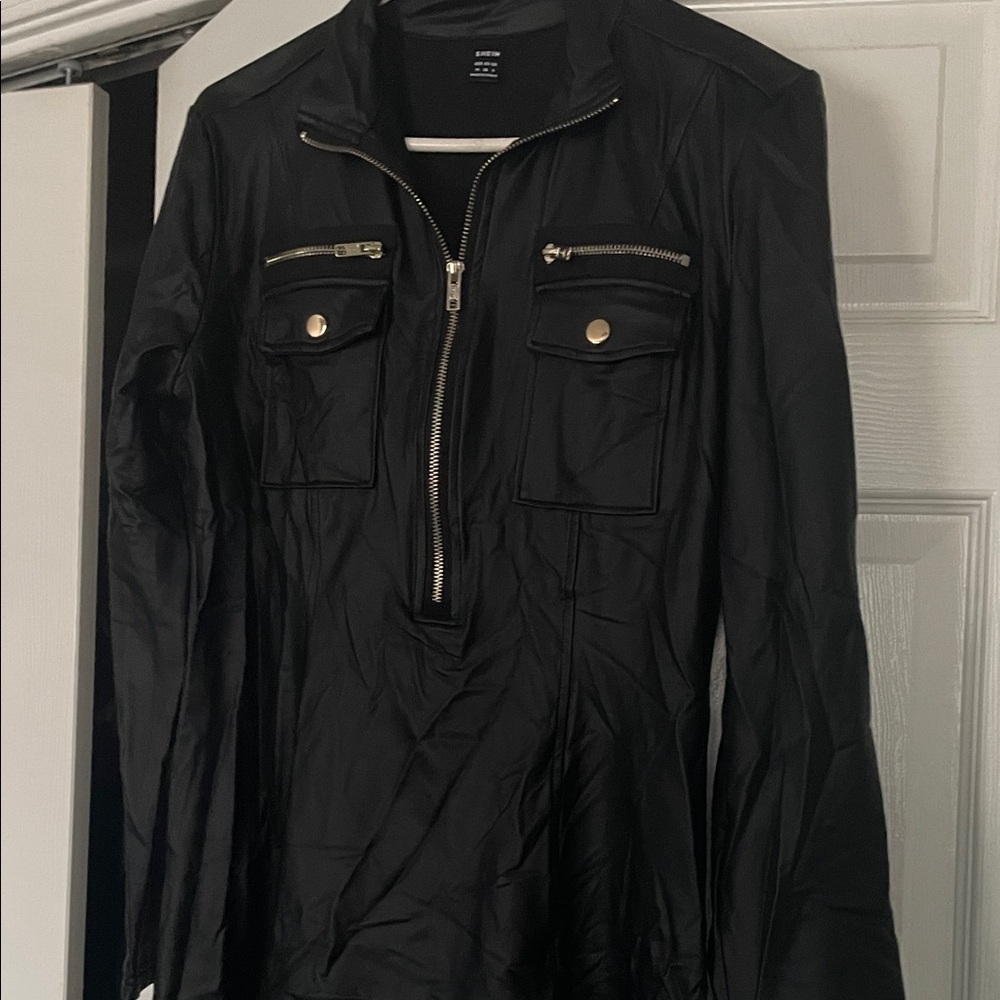 Black faux leather dress